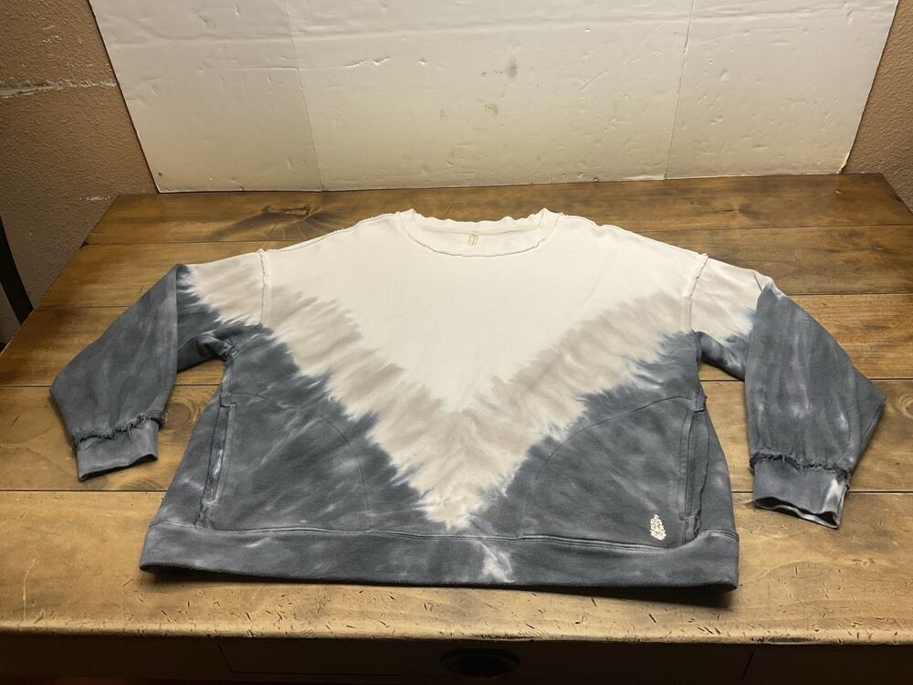 FP Movement Free People Sweatshirt Womens M Blue Ombre Metti Pockets Oversized